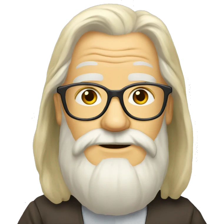 a german old guy with long blonde hair and mideum beard, wears glasees emoji
