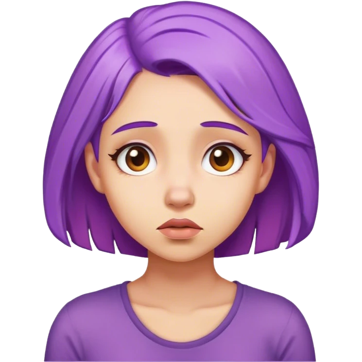 Cute unsure woman purple hair emoji
