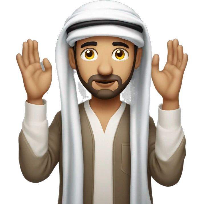 Arab holding his head with his hands photorealistic serious emoji