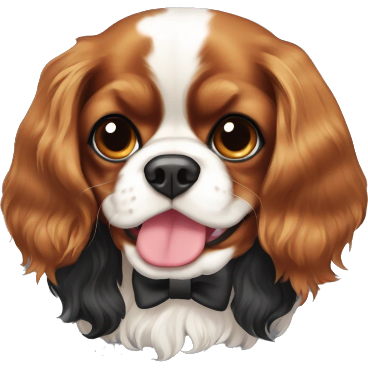 Black and Tan cavalier King Charles spaniel with a bow emoji