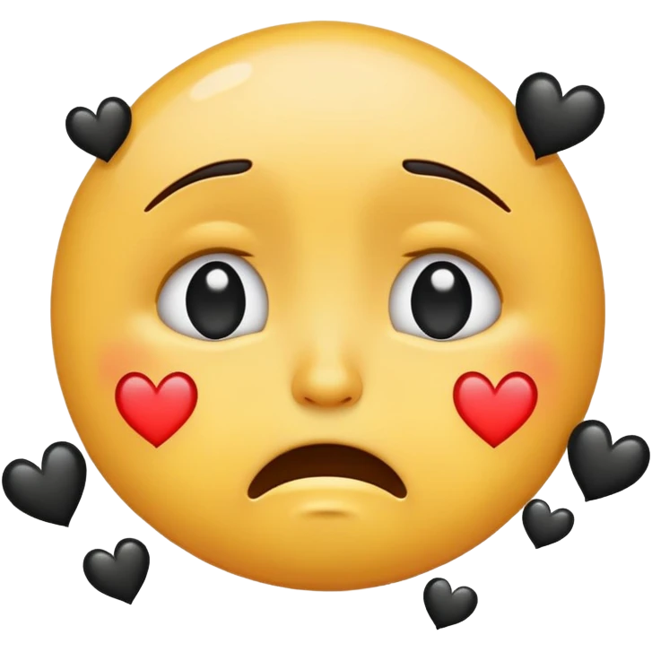 Emoji qui pleure avec des coeur noir  emoji