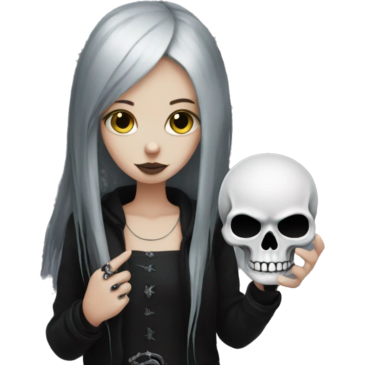 Goth girl with skull in her hand emoji