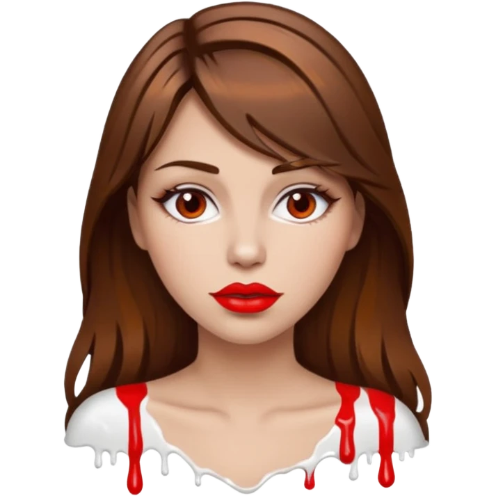 Brown Hair, Woman, white paint drip, face, hot, Sexy, lips emoji