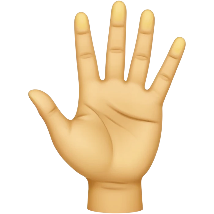 hand needs not be deformed.  NORMAL yellow hand holding up 4 fingers with thumb crossed on palm emoji