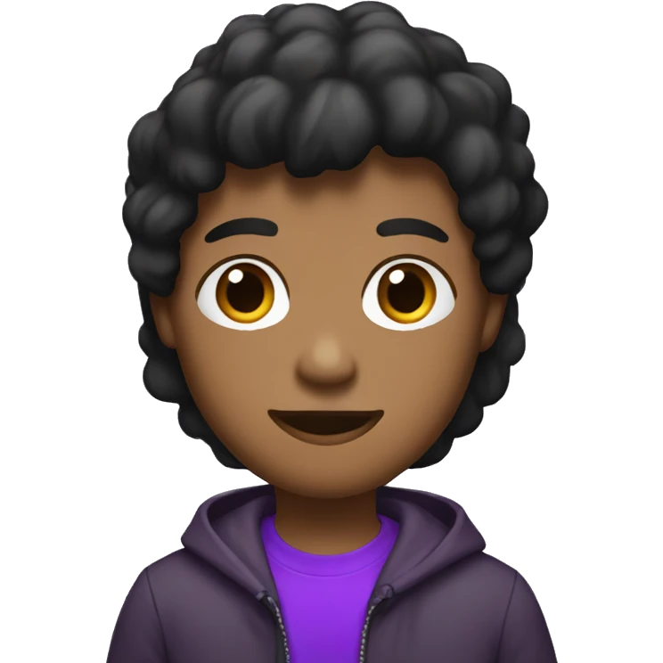 aring a brown and black t-shirt and a jacket that is a mixture of purple and black. emoji