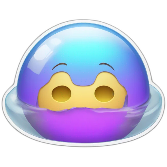 3d macbook inside a bubble sticker emoji