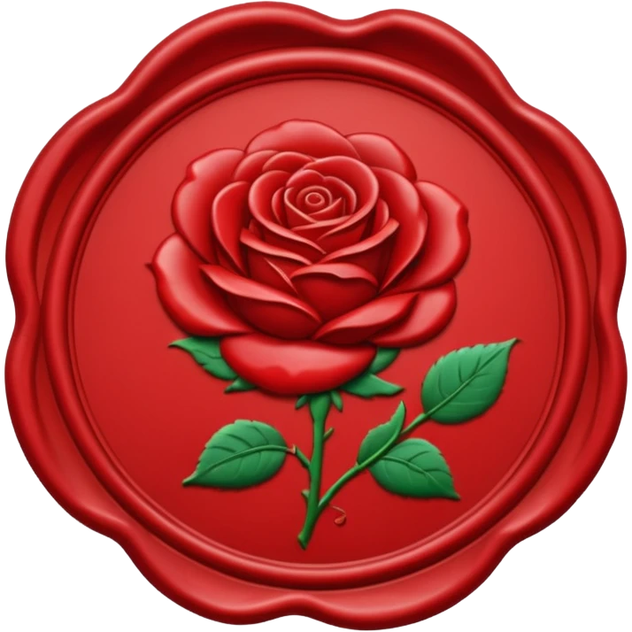 red wax seal with a rose on it emoji