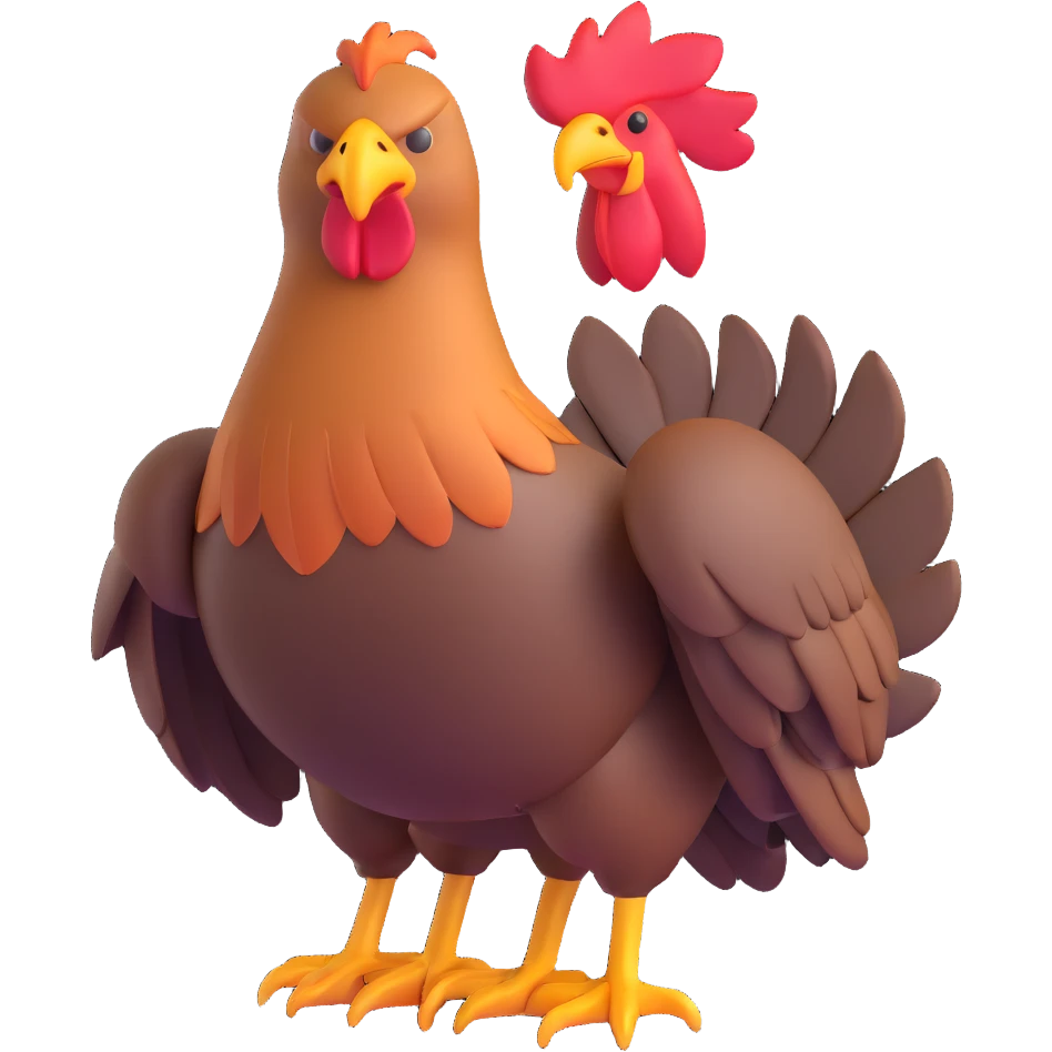 red hawk mascot sitting on a chicken emoji
