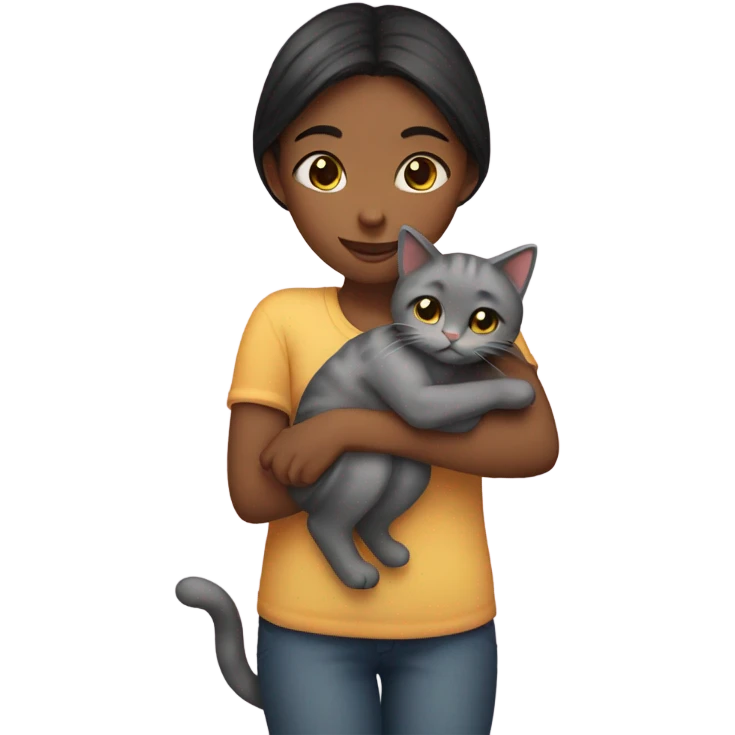 girl hugging cat emoji