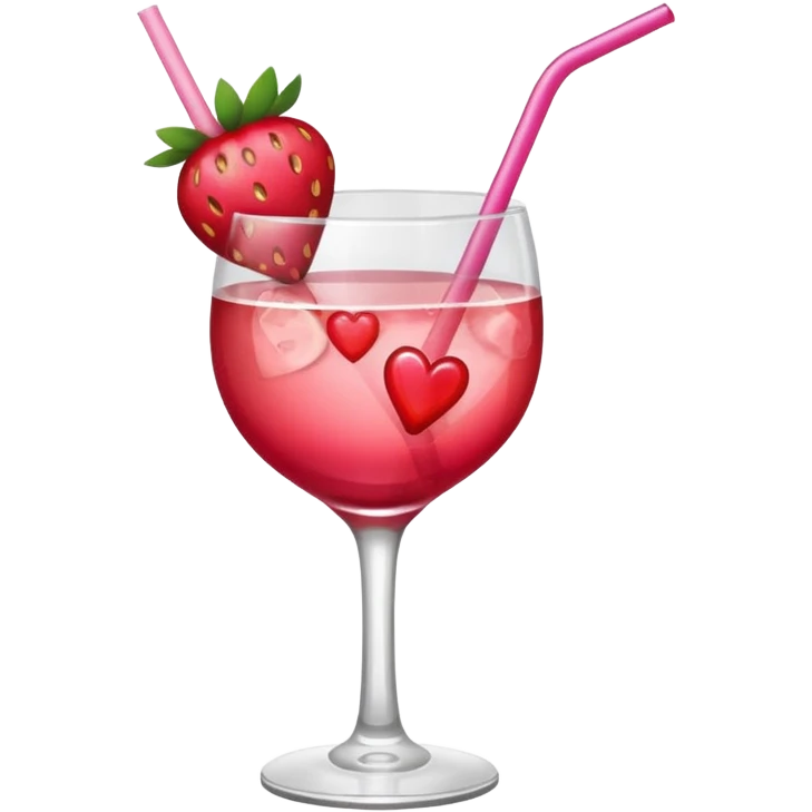 galentines red and pink cocktail with heart straw emoji