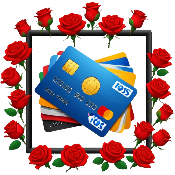 Walled with credit cards and roses emoji