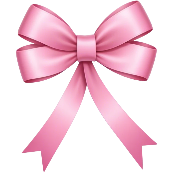 Narrow and elongated ribbon bow pink light, no puffy loops, sleek and slender emoji