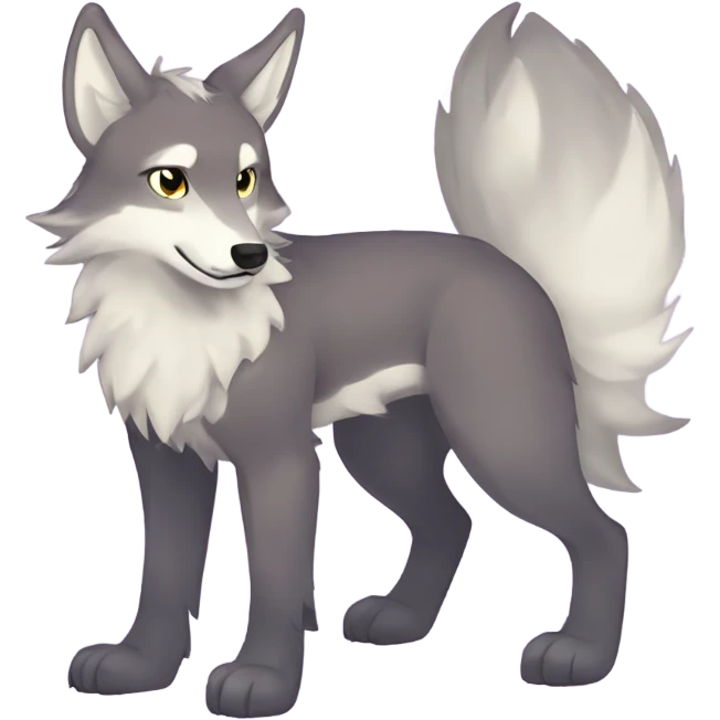 Colorful Shiny Fionbri-Falvie-sparkle-wolf-sona full body flat color emoji