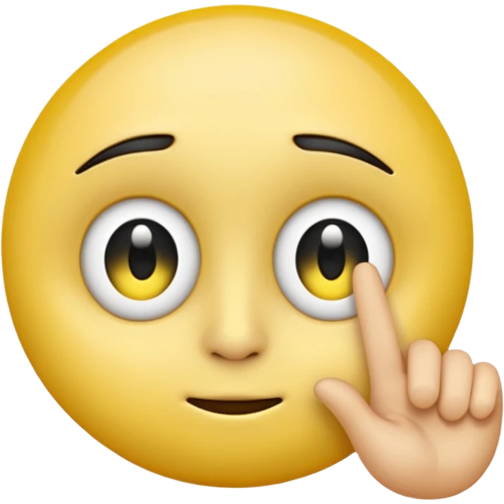 A circular yellow emoji with a smooth, gradient-shiny surface, featuring two large round eyes with white sclera and black pupils, conveying thoughtfulness. A yellow finger is placed beside the mouth with a simple 'ε' symbol in front. emoji