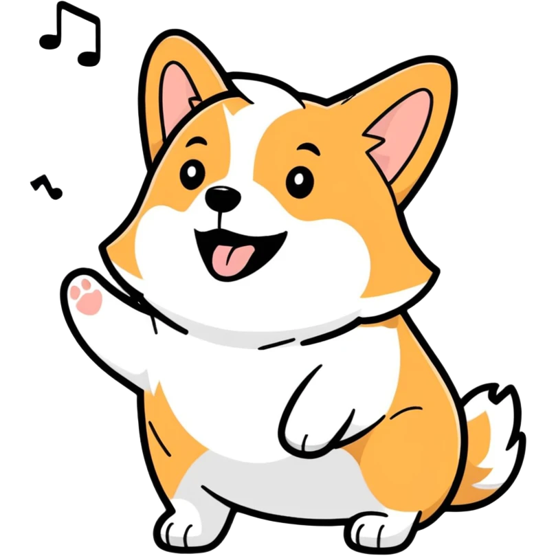 Corgi singing the national anthem emoji