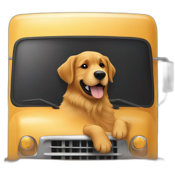 A Golden retriever and a rottweiller hugging on a moving truck emoji