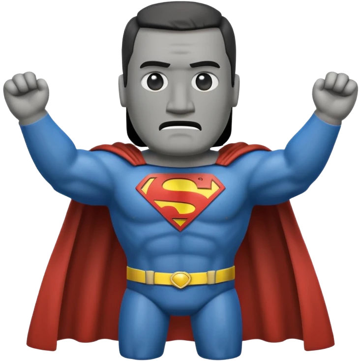 a moai emoji with a superman cape emoji