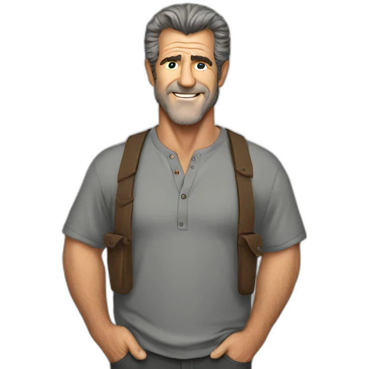 Mel Gibson cartoon wearing henley emoji