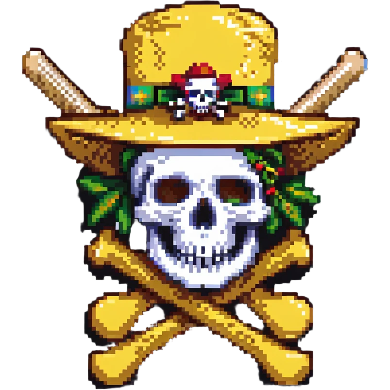One Piece Straw Hat Pirates Jolly Roger flag with skull wearing straw hat emoji