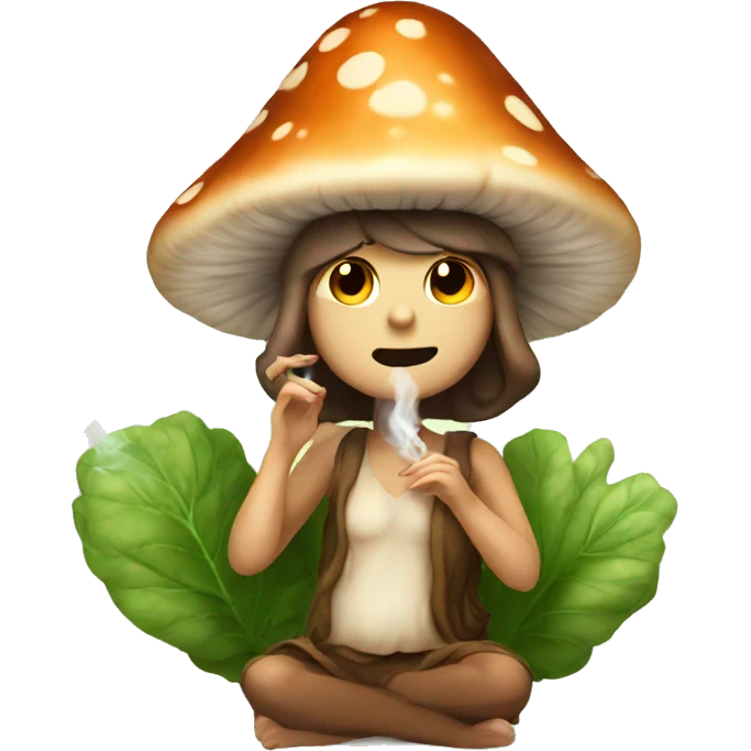 cute brown mushroom fairy smoking herbs  emoji