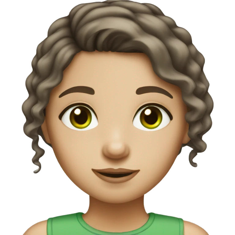 girl with brown hair with gray streaks and green eyes emoji