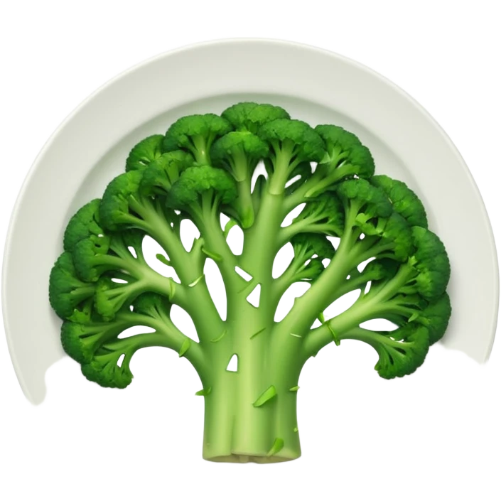 a plate with brocoli cut up in tiny pieces emoji