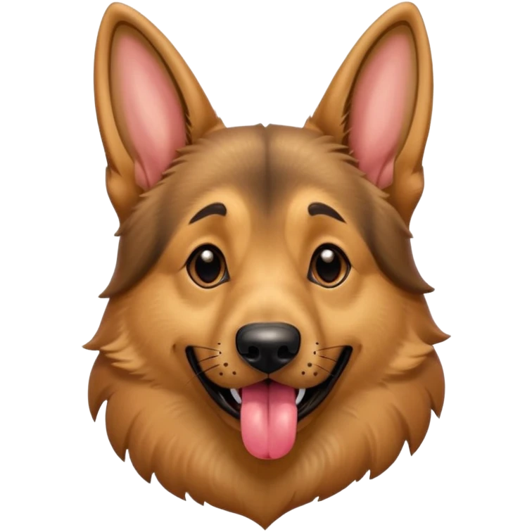 cartoon style dark German Shepherd dog with its tongue hanging out long emoji