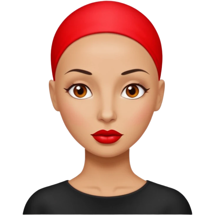 bald woman with red lips emoji