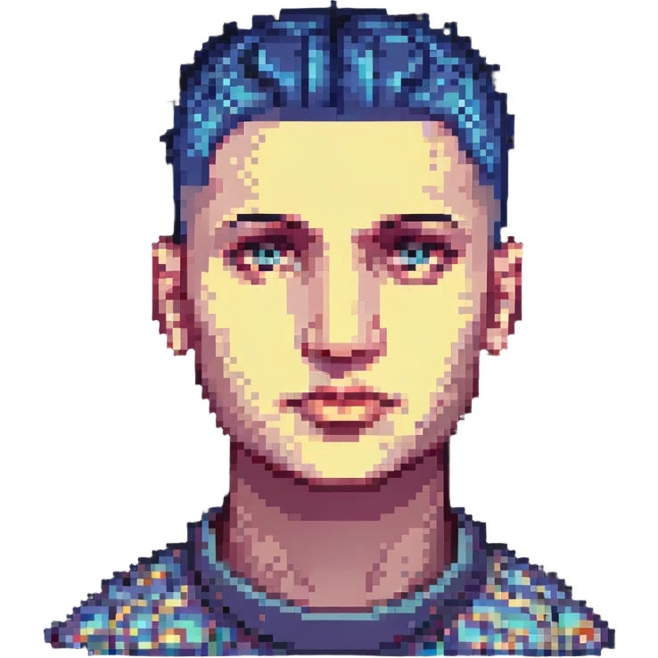 pixel art head with a low taper fade haircut, showing fade transition with blocky pixels emoji