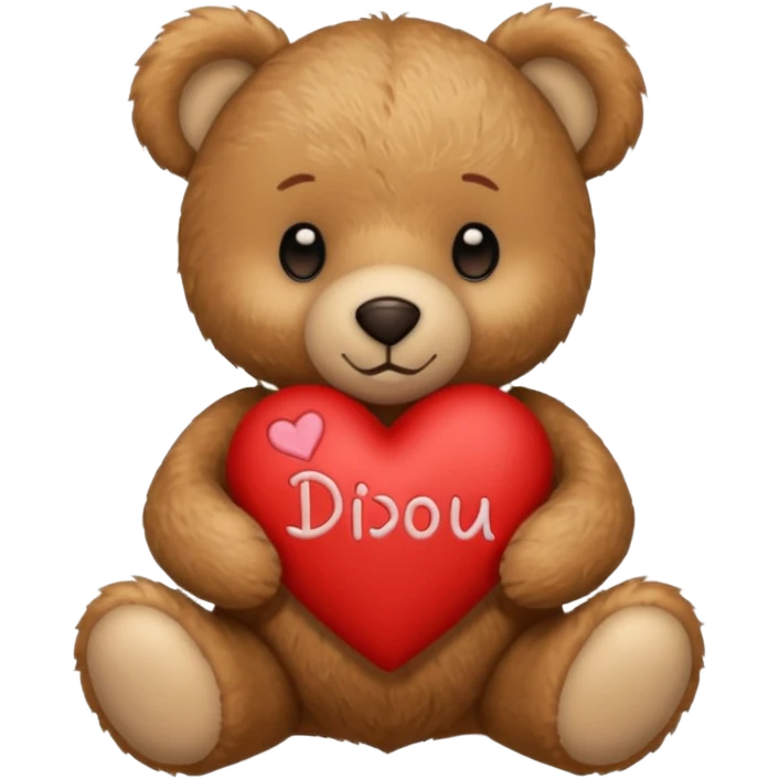 Teddy bear with a heart in her arms and write Didou in it emoji
