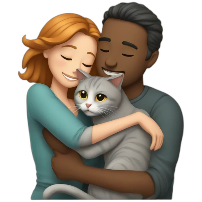HUG Man woman and cats emoji