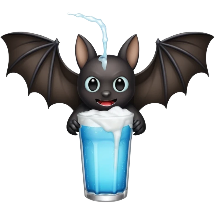 black bat drinkig sprite emoji