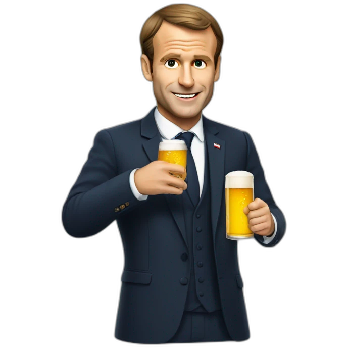 Macron qui bois une bière emoji