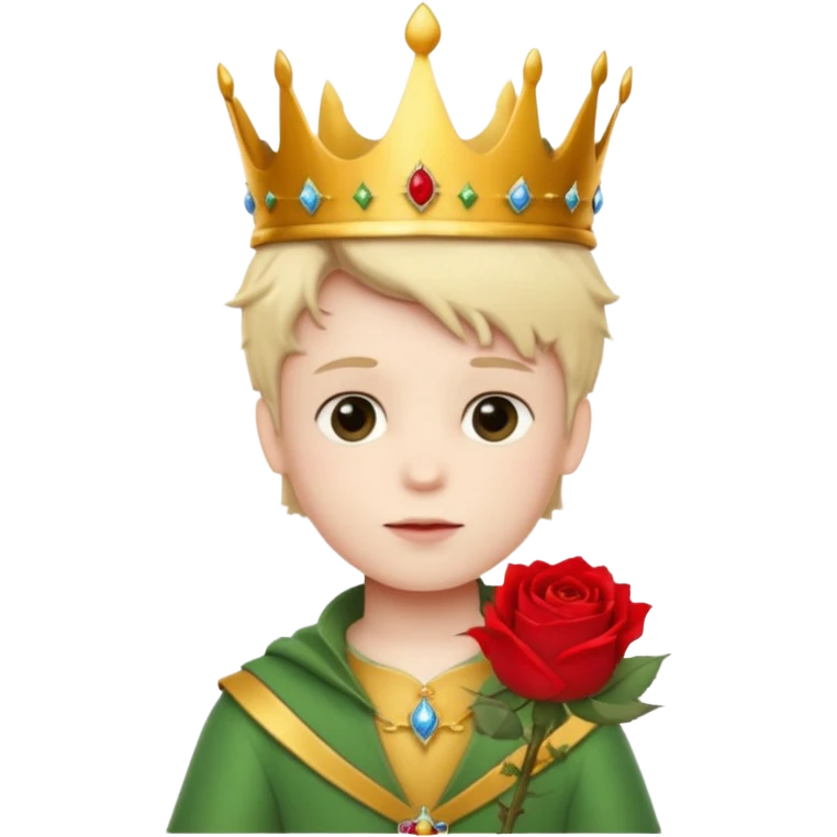 The Little Prince with a crown and a rose in his hand emoji