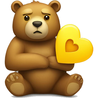 a bear holding a yellow hearth emoji