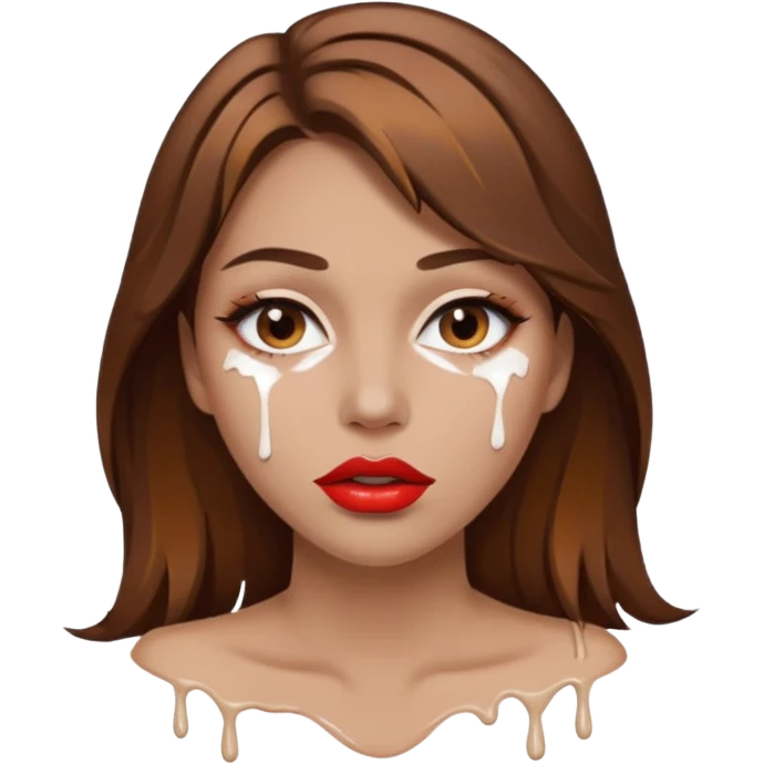 Brown Hair, Woman, white paint drip, face, hot, Sexy, lips emoji