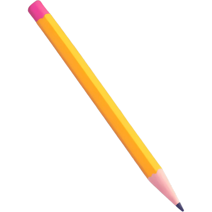 survey pencil with a shadow, floating emoji
