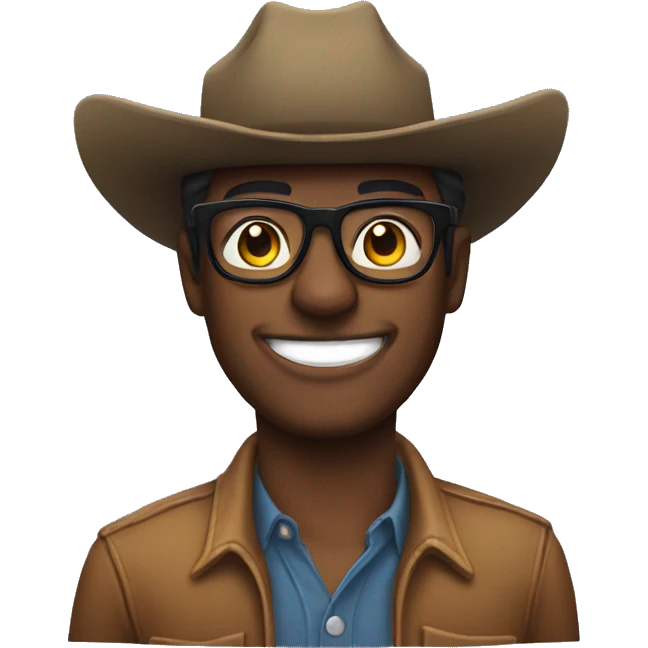 cowboy with nerd smile and glasses emoji