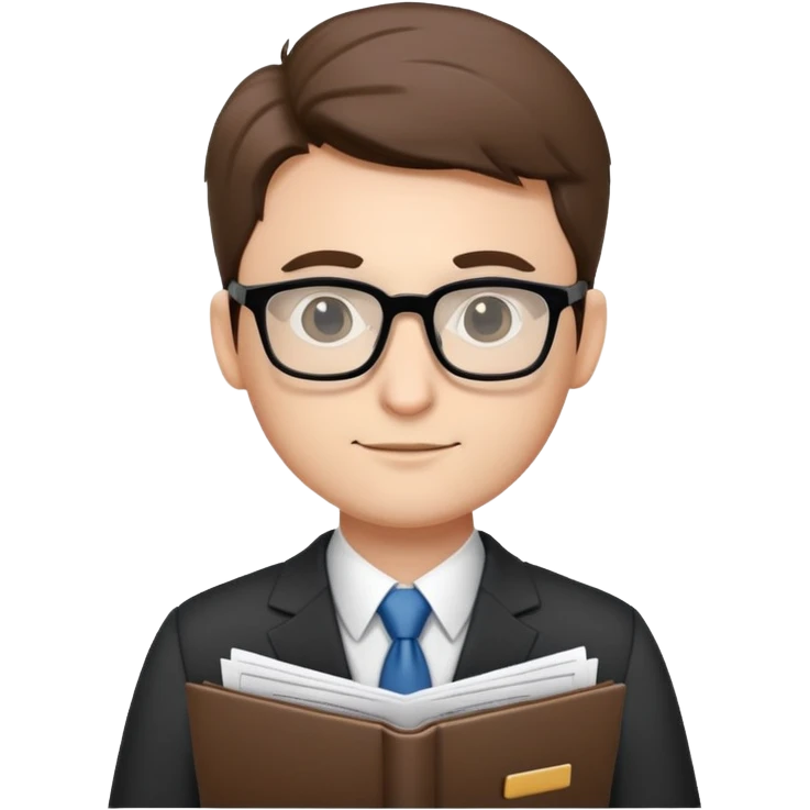 accountant wearing glasses and suit, with paperwork emoji