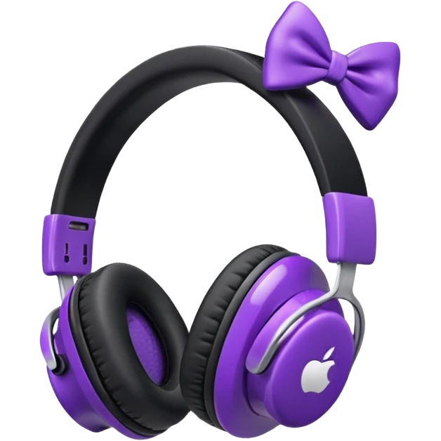 apple air max headphoness with bow on the right side black and purple  emoji