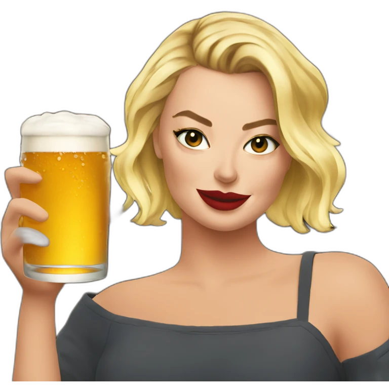 Margot Robbie drinking beer emoji