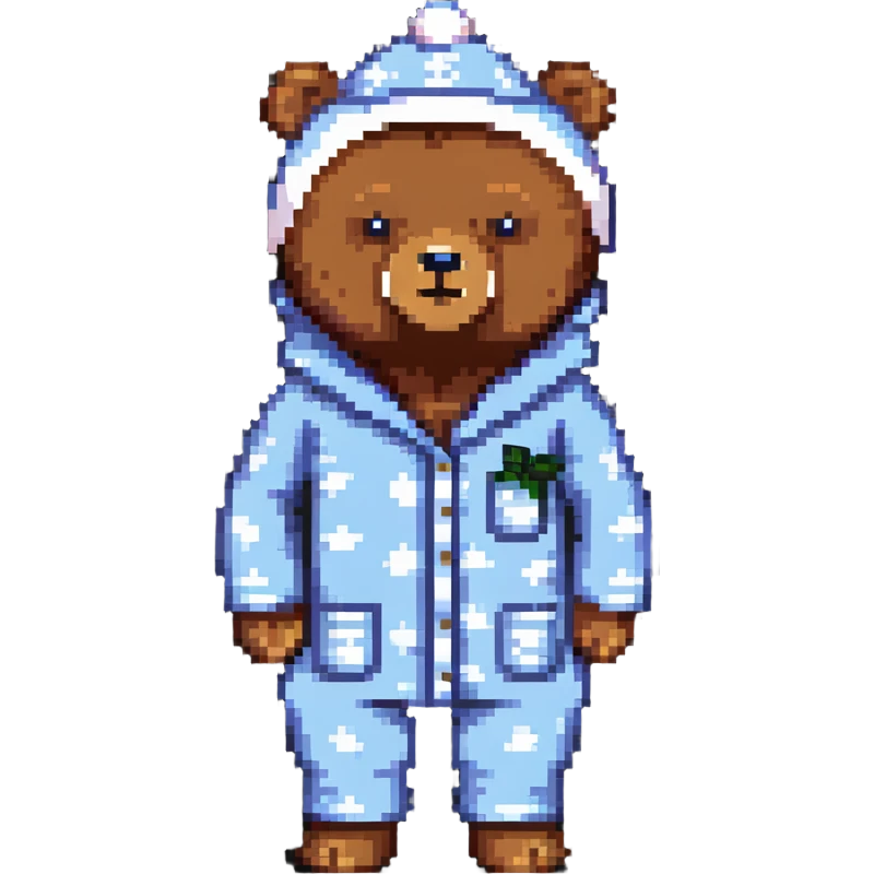 bear in pajamas with a nightcap standing emoji