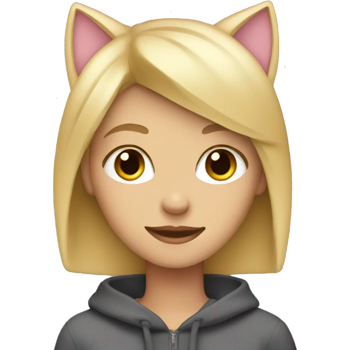 Blonde Girl with cat ear hat on emoji