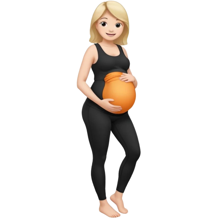 femme belly stuffing enceinte legging noir  emoji