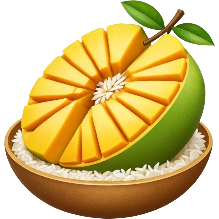 Sliced mango on rice  emoji