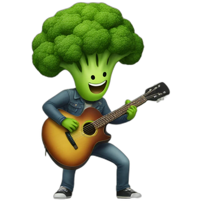 a broccoli playing the guitar emoji