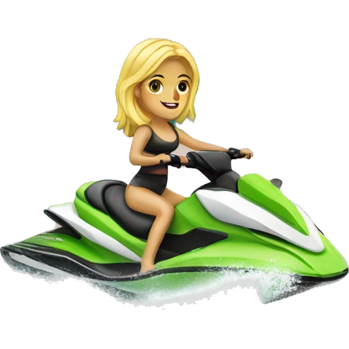Blonde girl on jet ski at lake emoji