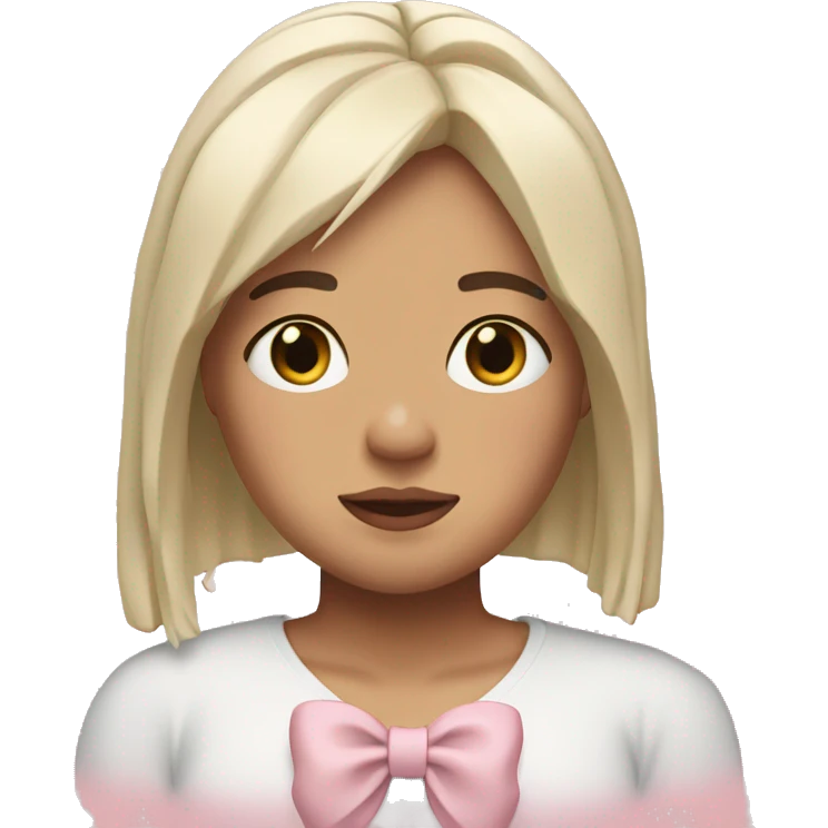 Billie eilish with a light pink bow on her head emoji