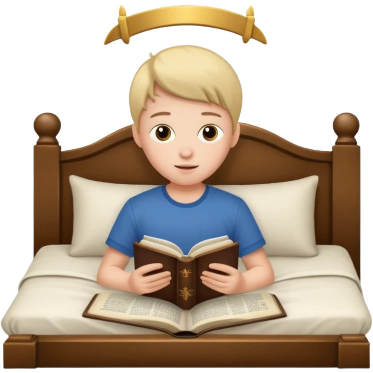 adolescente con la bliblia en la cama emoji
