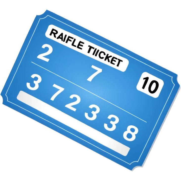 raffle ticket, blue, with numbers emoji